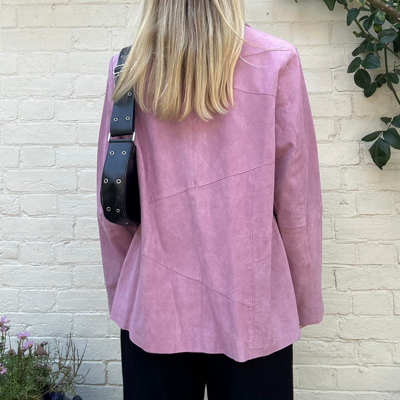 Vintage 00s dusty pink real suede jacket