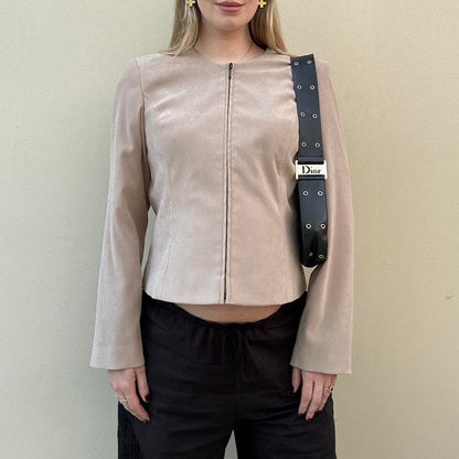 Vintage 00s beige faux suede jacket