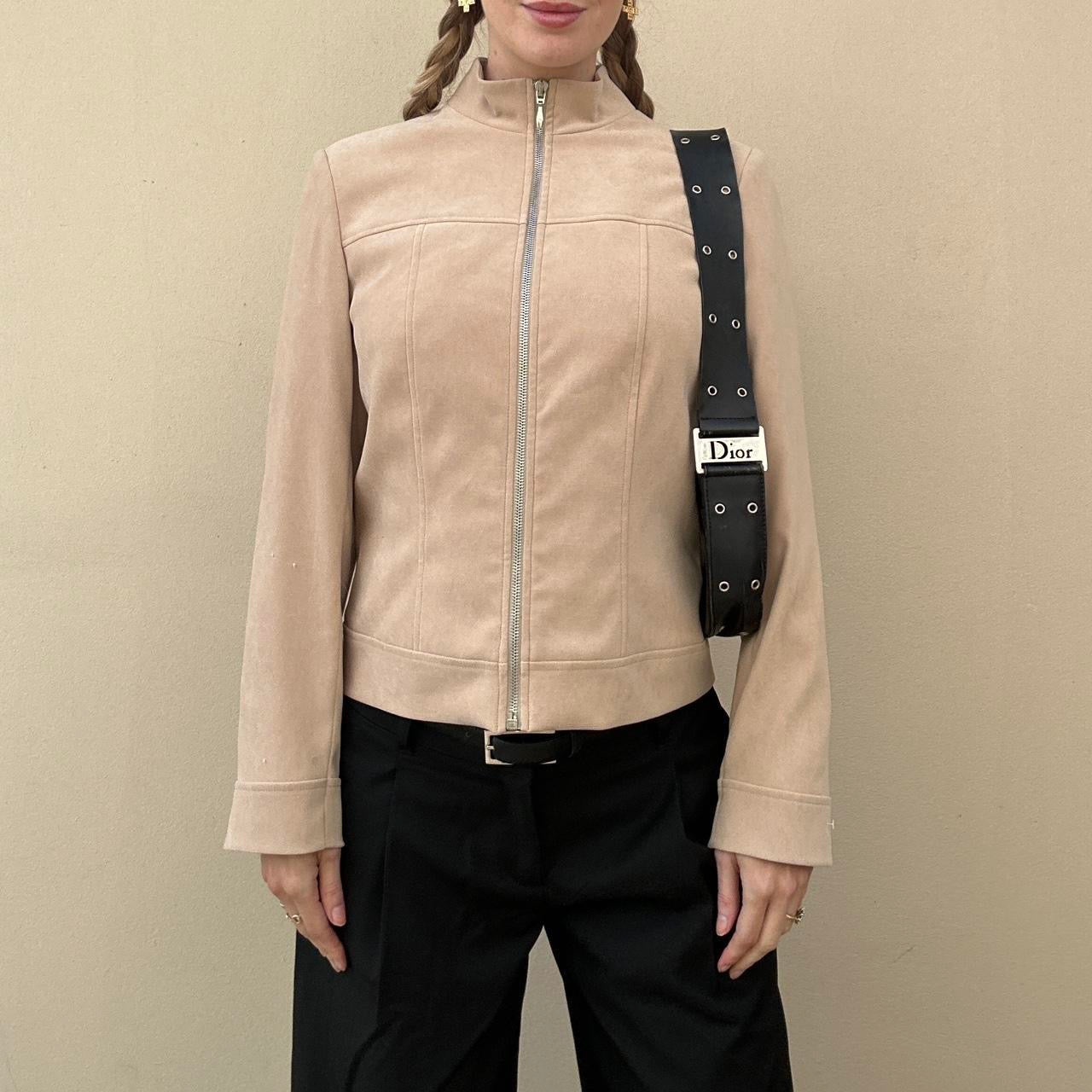 Vintage 00s camel faux suede jacket