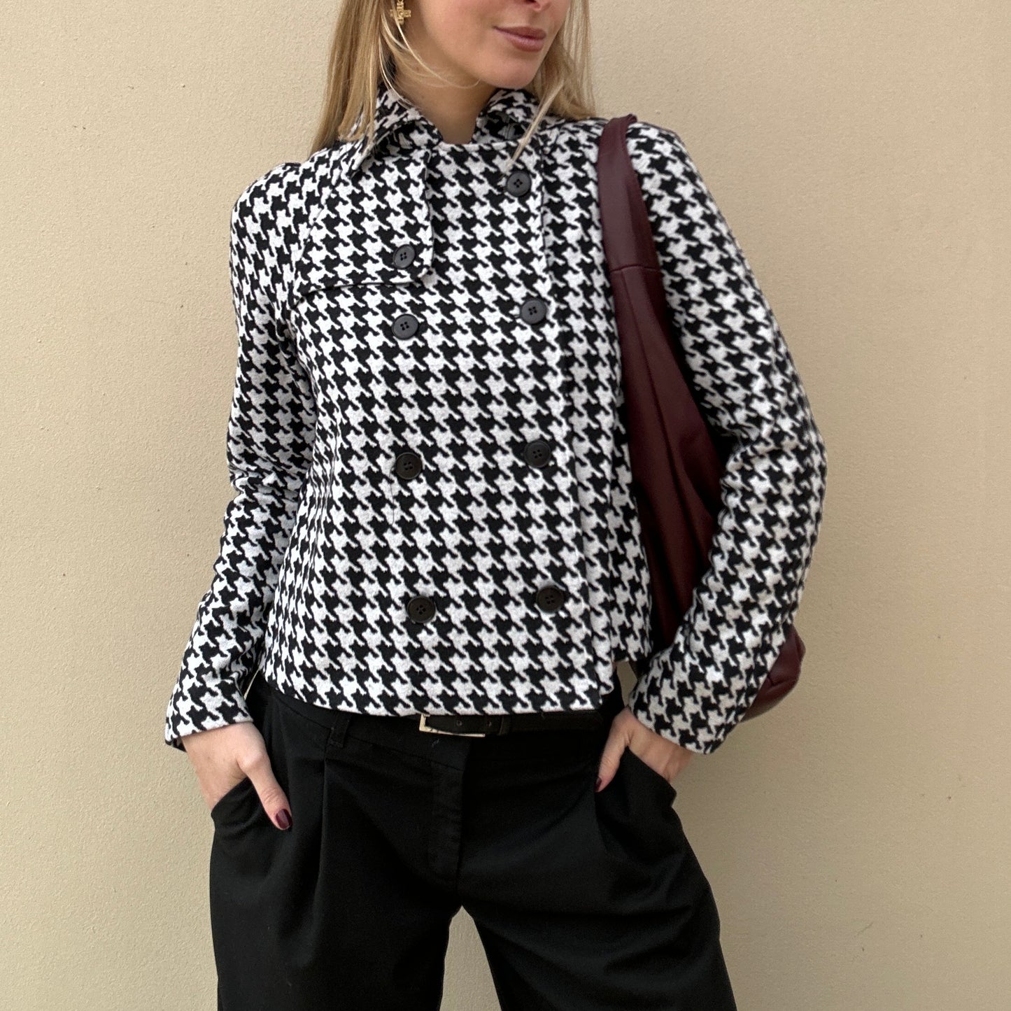 Vintage houndstooth double breasted jacket