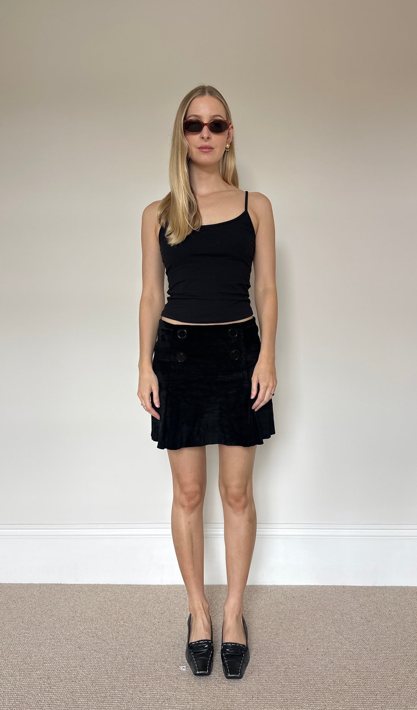 Vintage suede button skirt