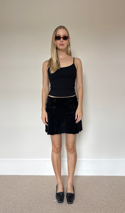 Vintage suede button skirt
