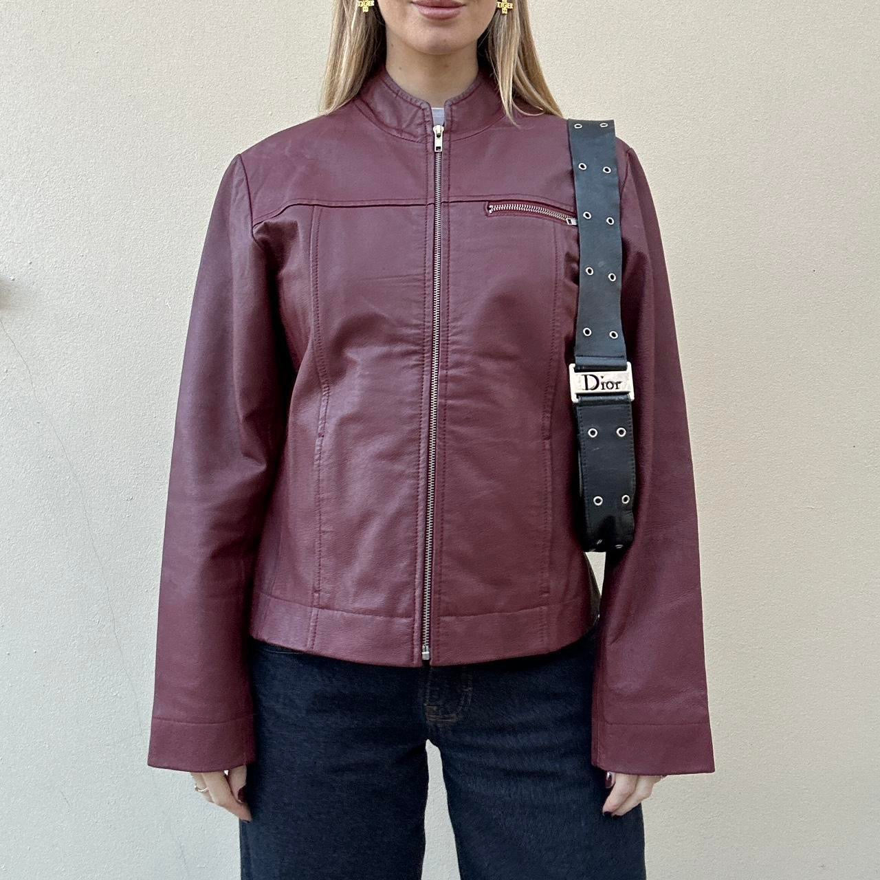 Vintage 00s burgundy leather jacket