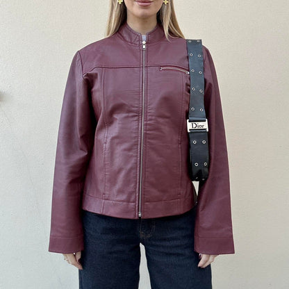 Vintage 00s burgundy leather jacket