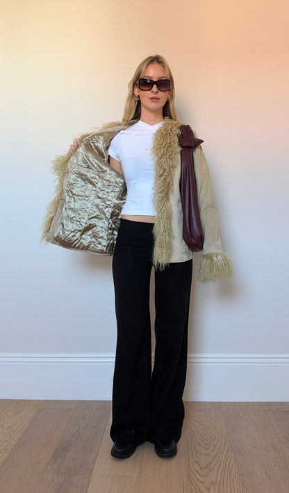 Vintage camel mongolian fur jacket
