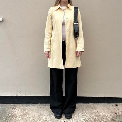Vintage butter yellow pea trench coat