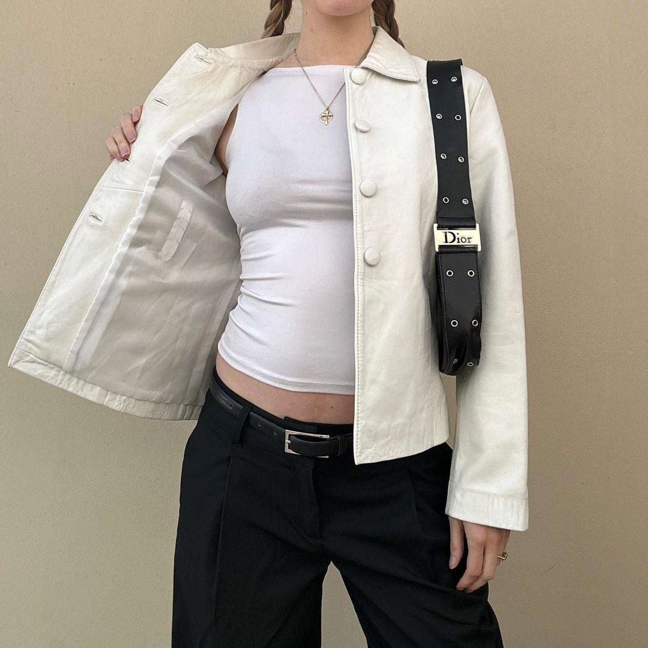 Vintage 00s white leather jacket