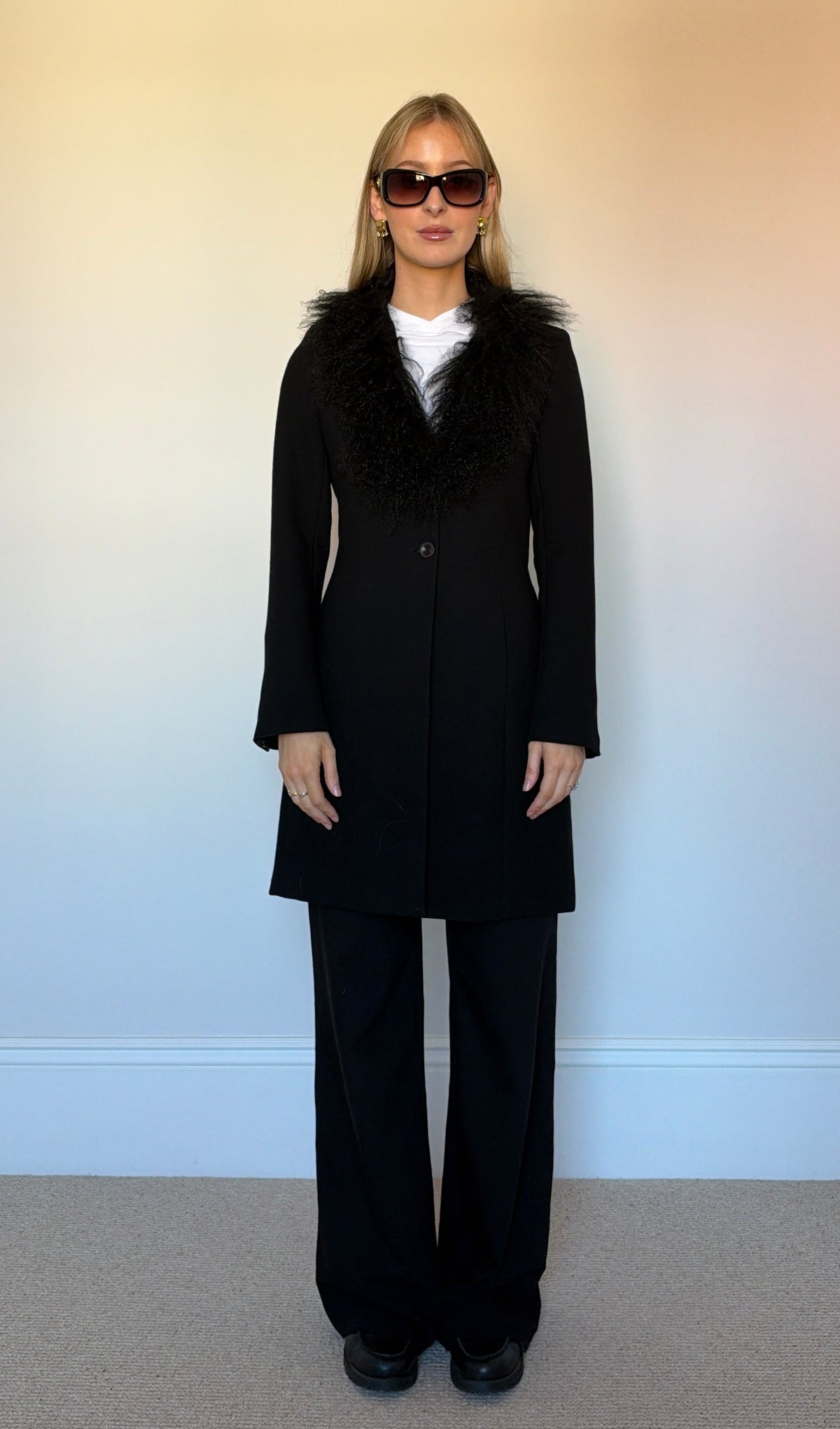 Vintage black mongolian fur coat