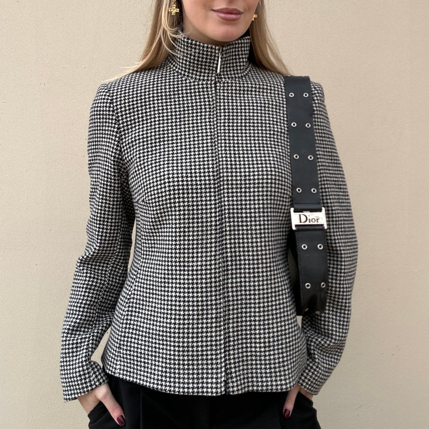 Vintage zip dogtooth jacket