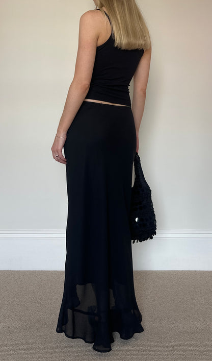Vintage black floaty maxi skirt
