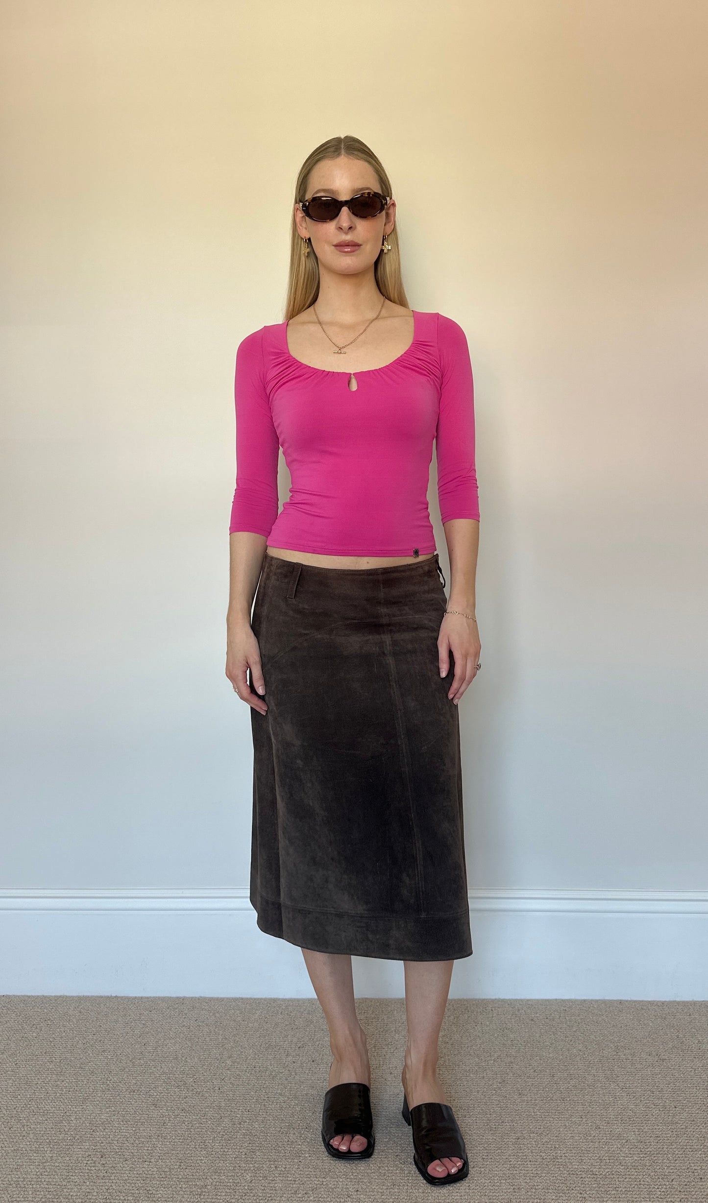 Vintage real suede brown skirt
