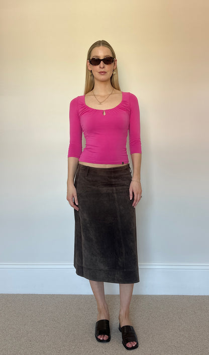 Vintage real suede brown skirt
