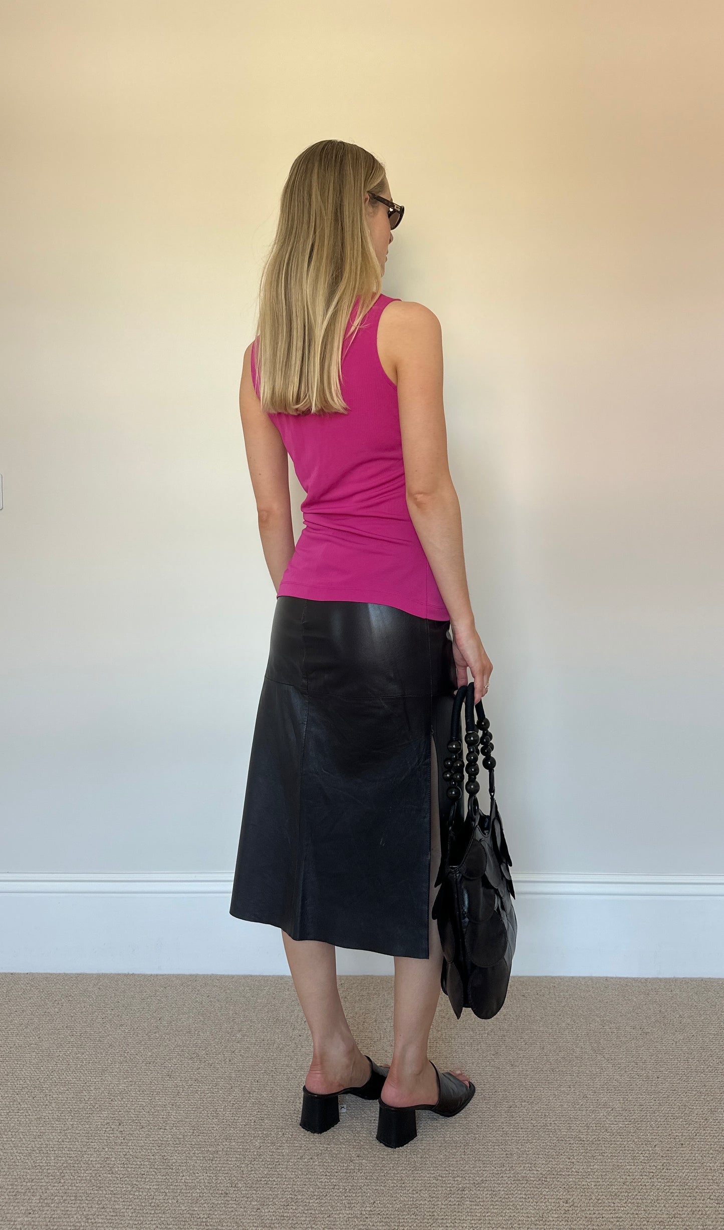 Vintage pink top with silver hardware