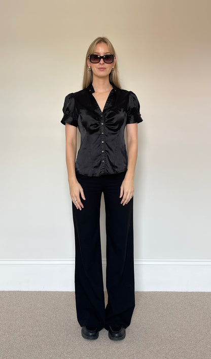 Vintage black satin blouse