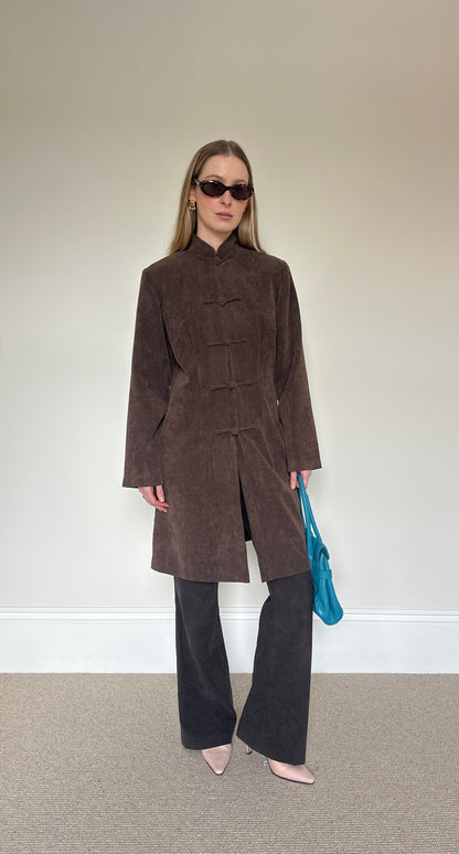 Vintage brown frog clasp jacket
