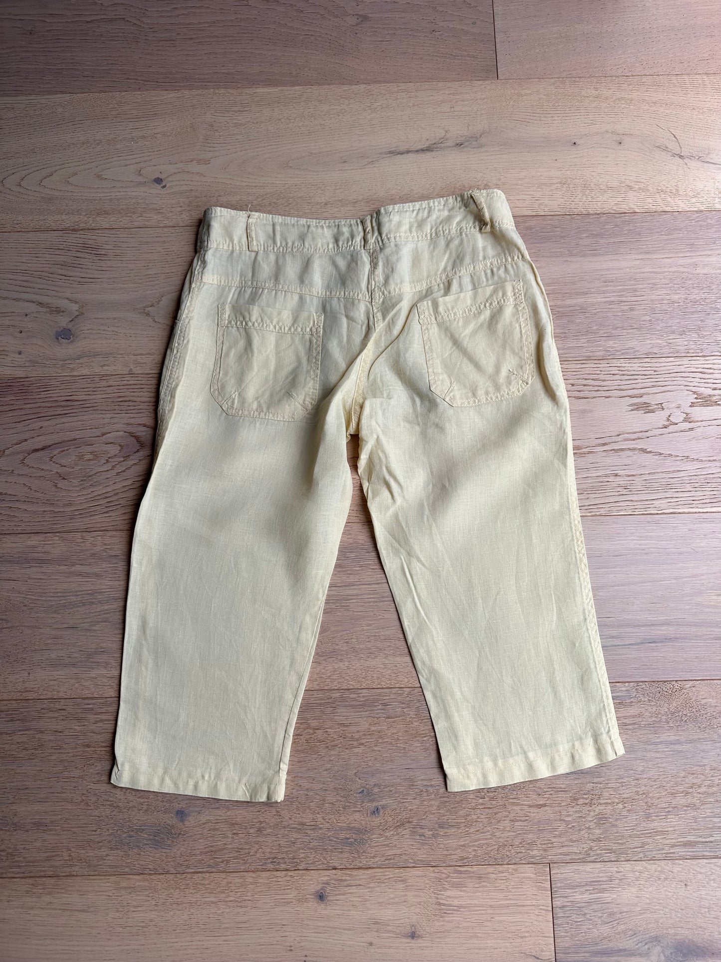 SALE vintage linen butter yellow capris