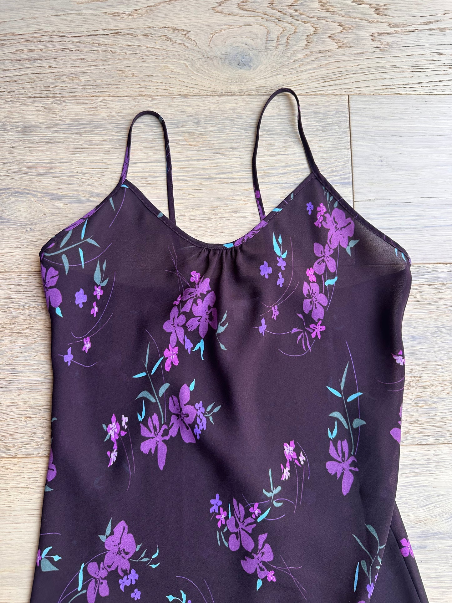 SALE Vintage purple sheer floral dress