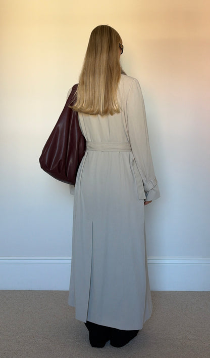 Vintage full length trench coat with fur collar