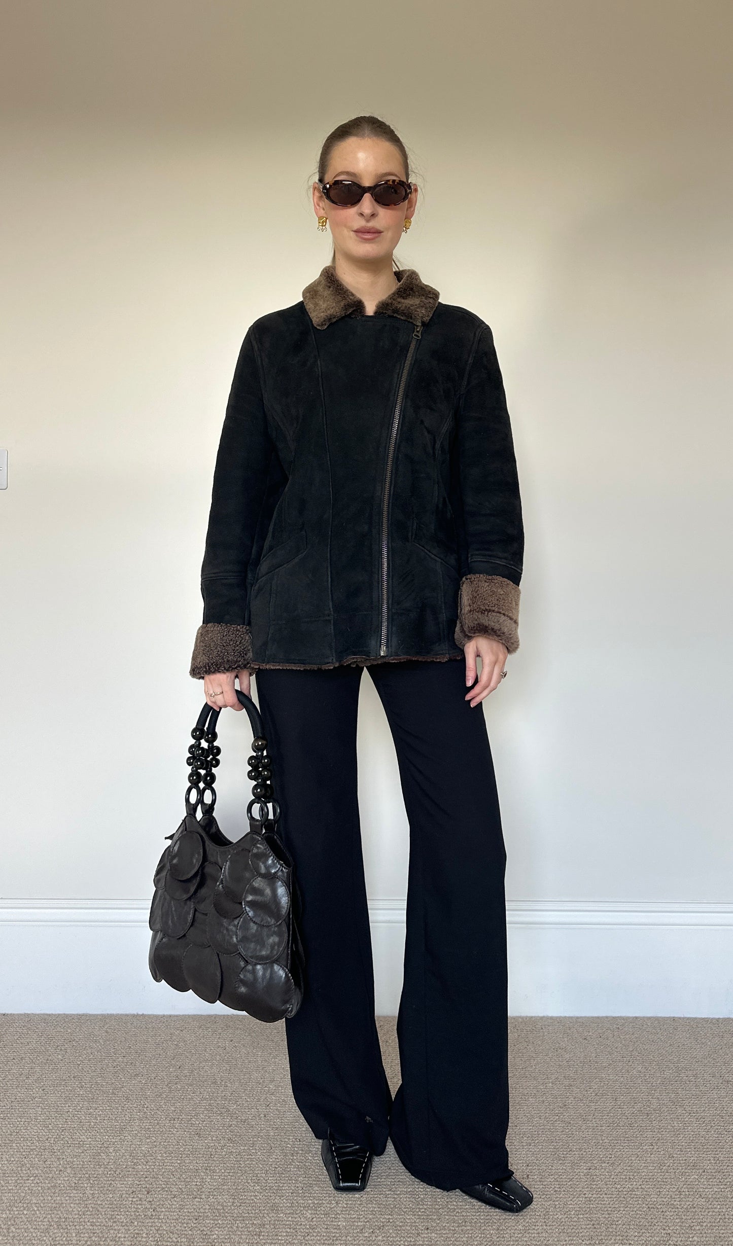 Vintage suede asymmetrical jacket