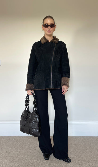 Vintage suede asymmetrical jacket