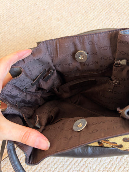 Vintage leopard skin leather bag