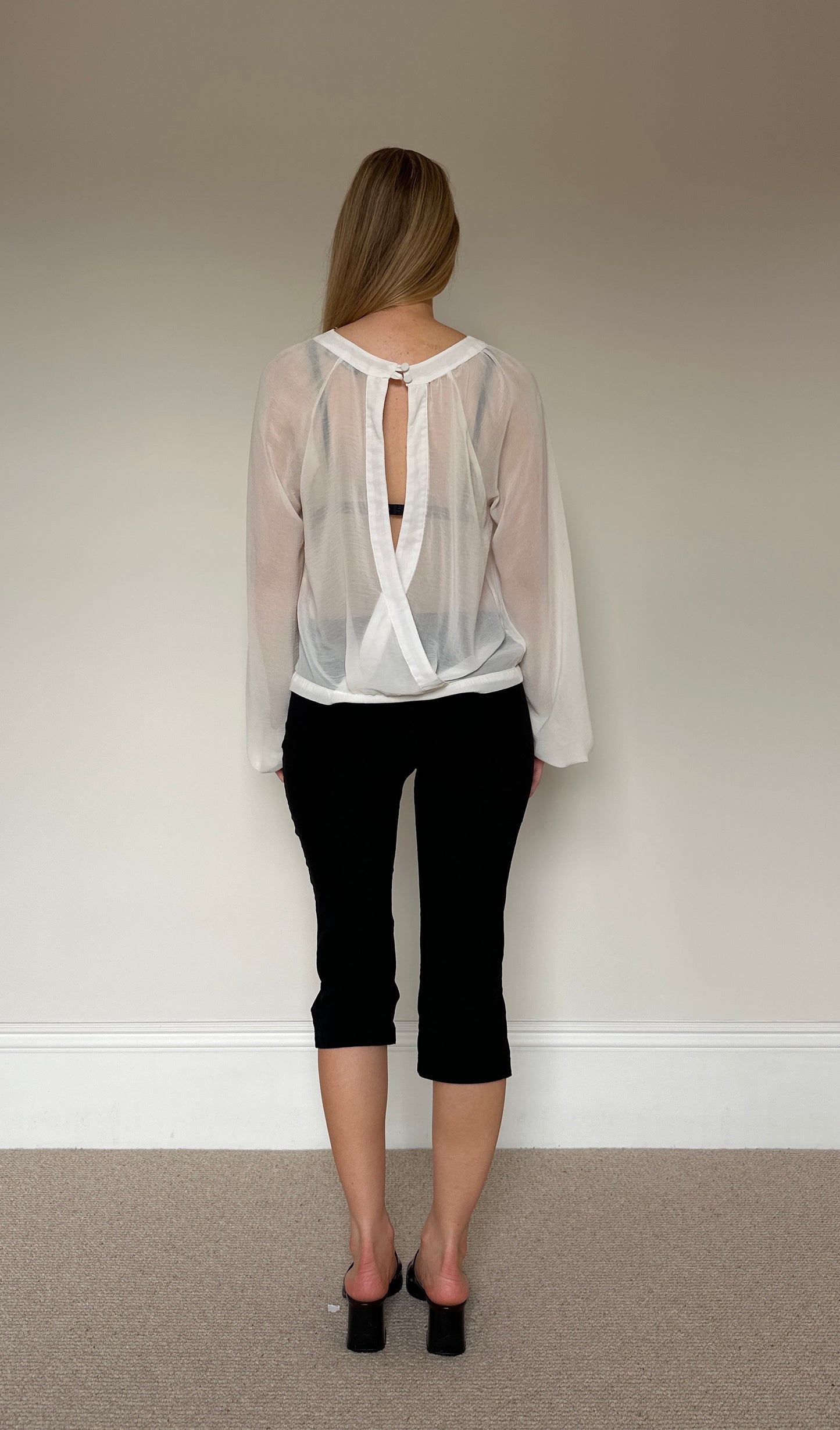 Vintage White Open Back Blouse