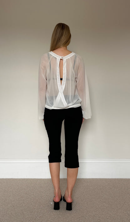 Vintage White Open Back Blouse