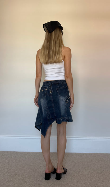 Vintage Denim Asymmetrical Skirt