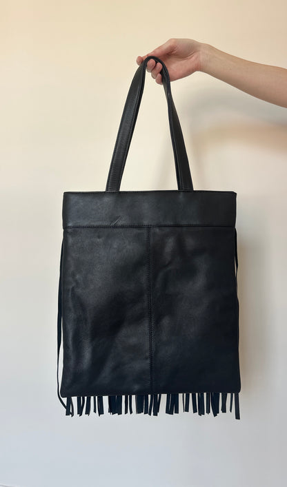 Vintage leather tassle bag