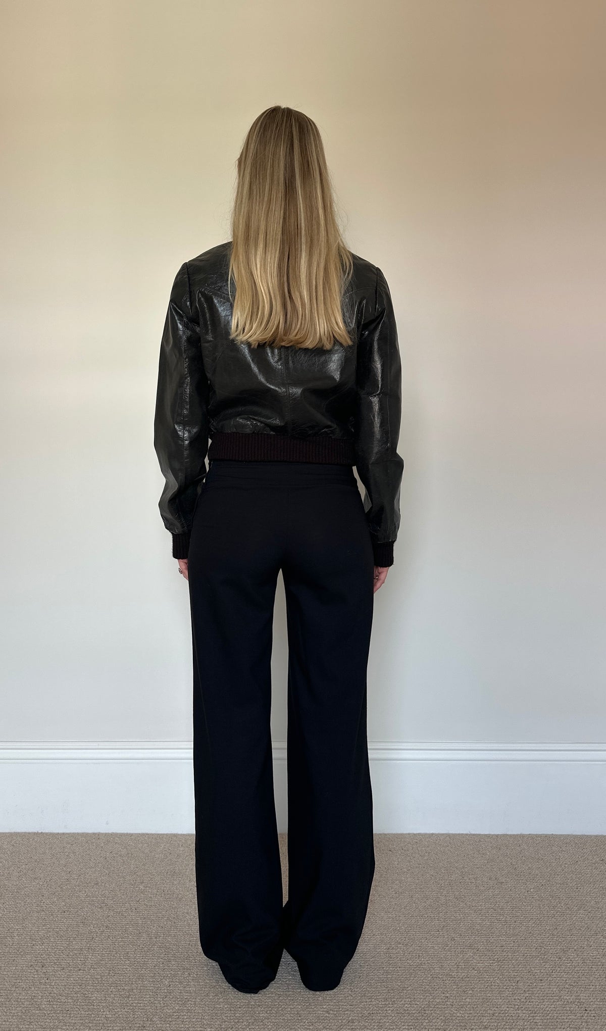 Vintage Brown Leather Bomber Jacket