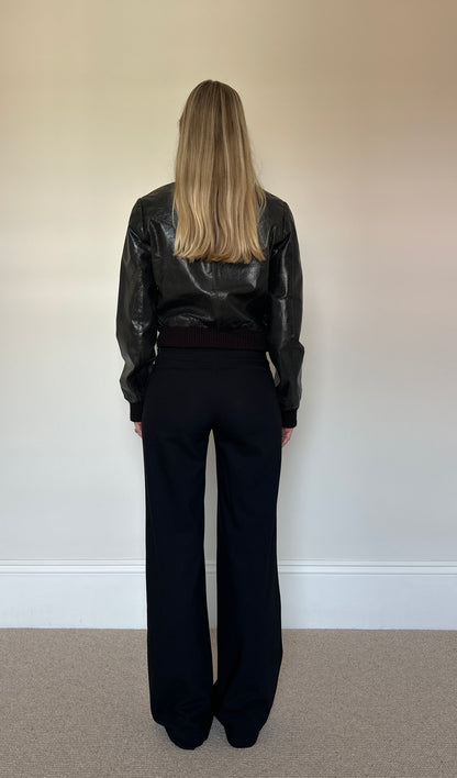 Vintage Brown Leather Bomber Jacket
