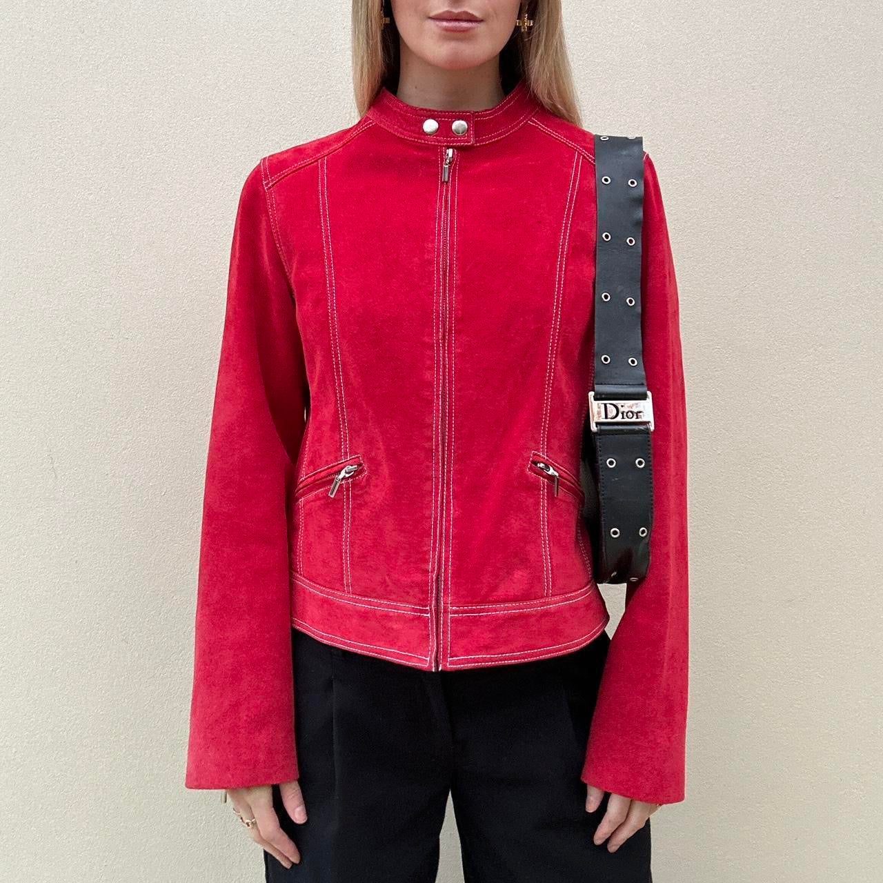 Vintage 00s red suede biker jackets