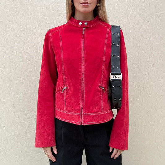 Vintage 00s red suede biker jackets
