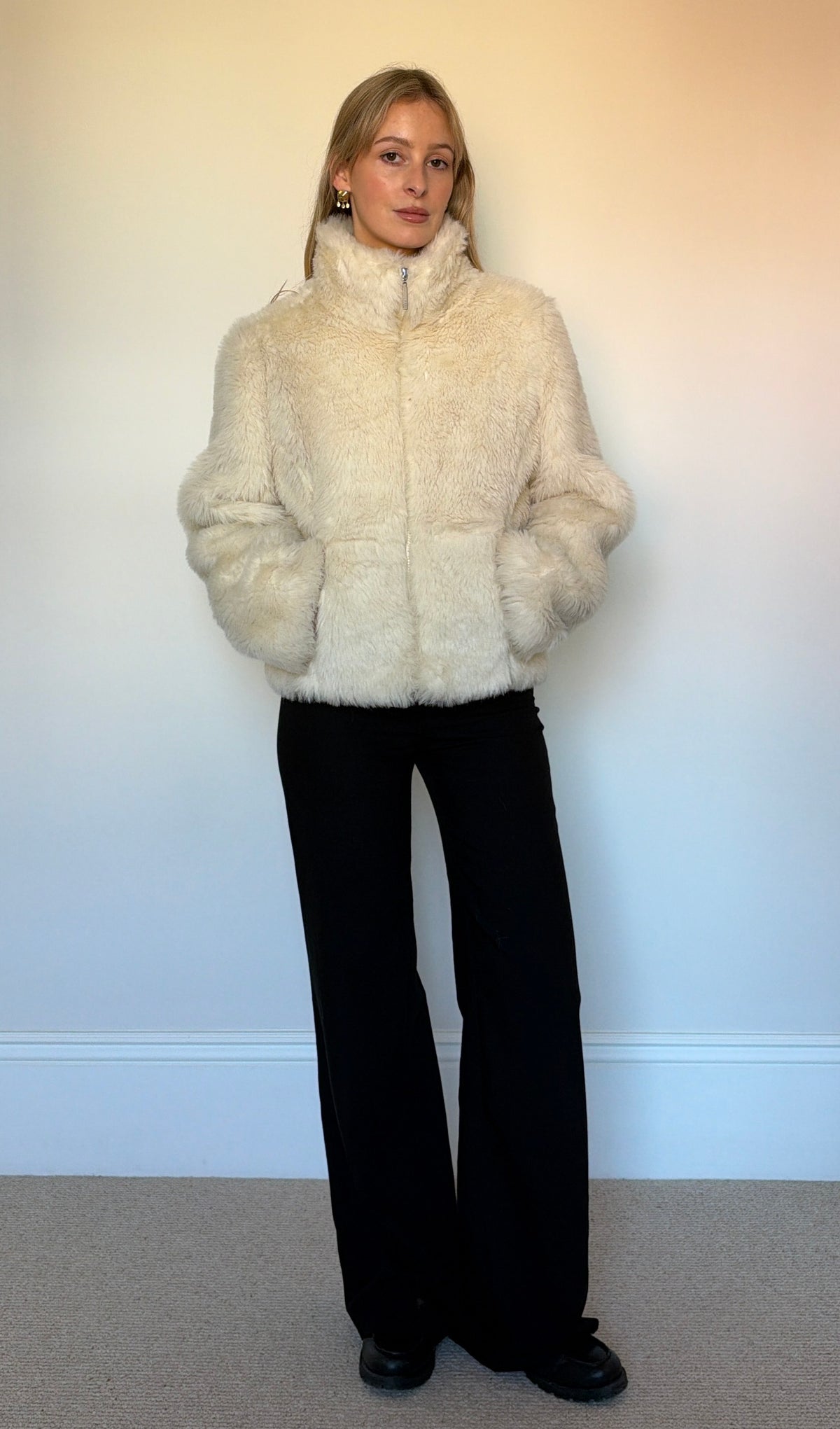 Vintage white faux fur jacket