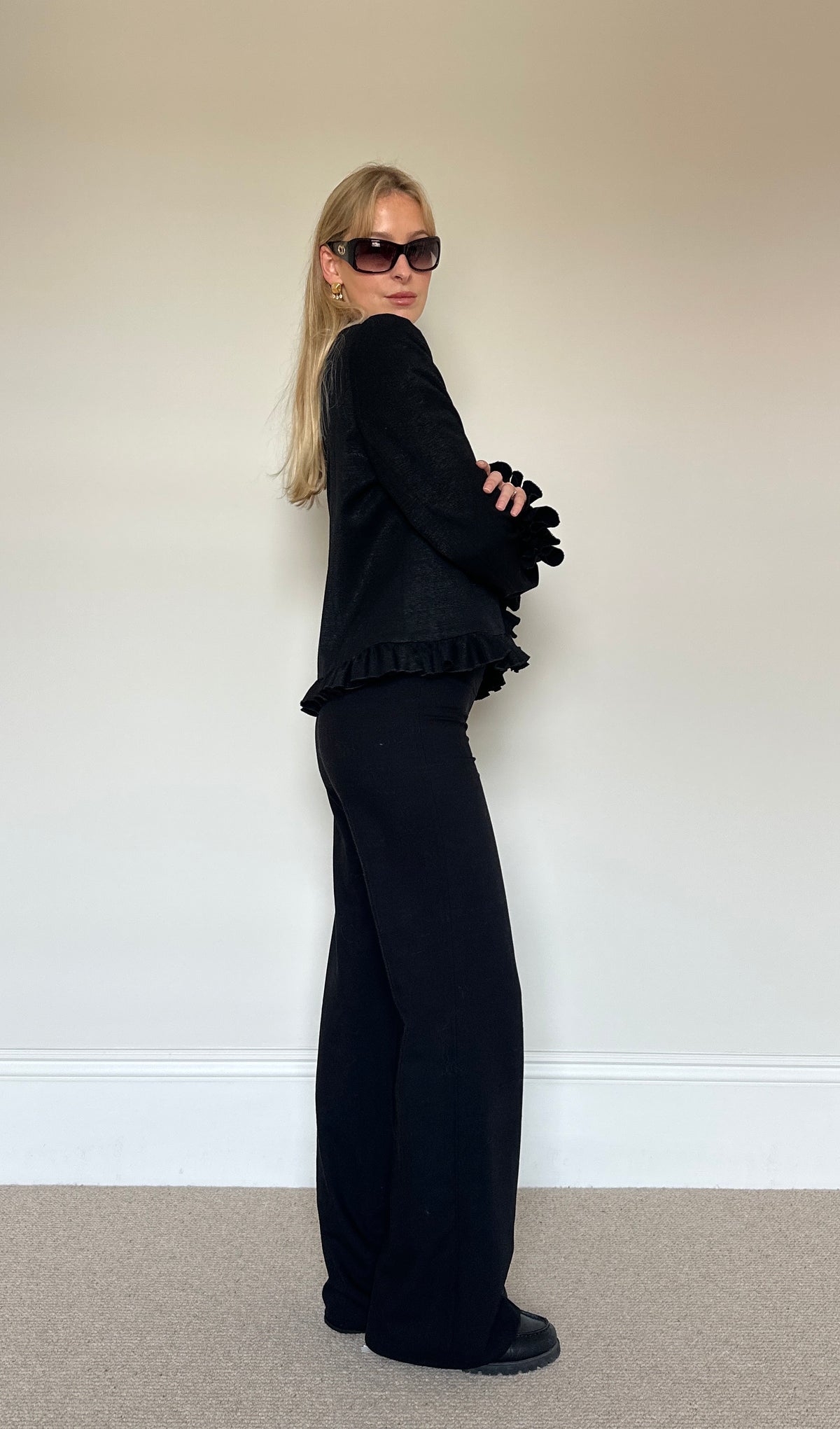 Vintage ruffle asymmetric jacket