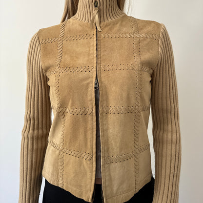 Vintage suede knit jumper jacket