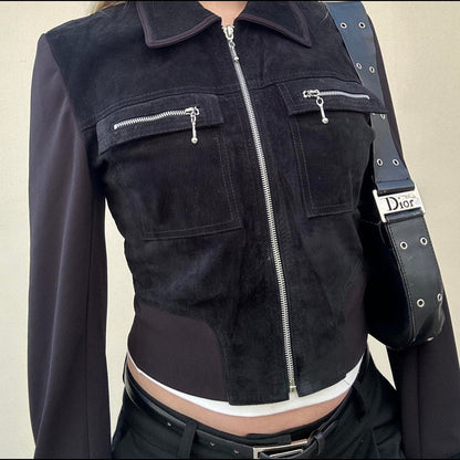 Vintage 00s suede zip jacket