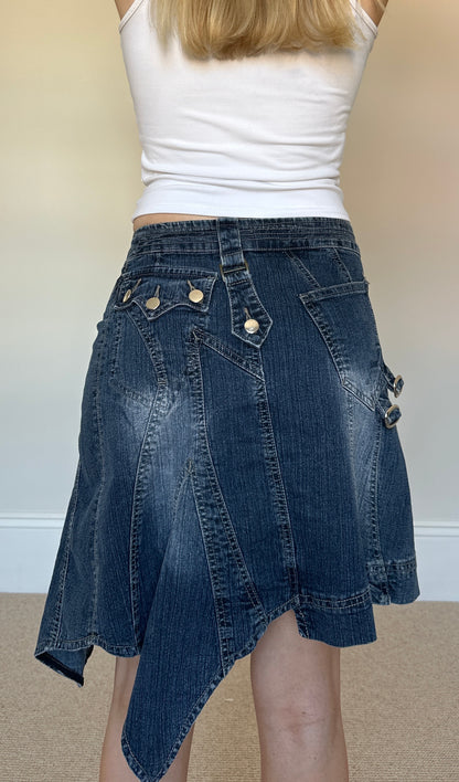 Vintage Denim Asymmetrical Skirt