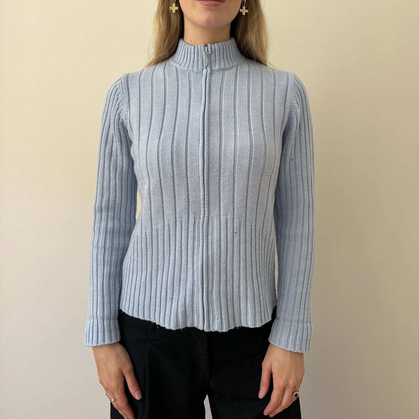 Vintage baby blue zip jumper
