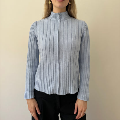 Vintage baby blue zip jumper
