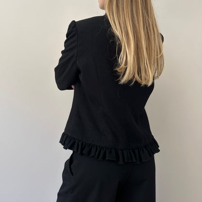 Vintage ruffle asymmetric jacket