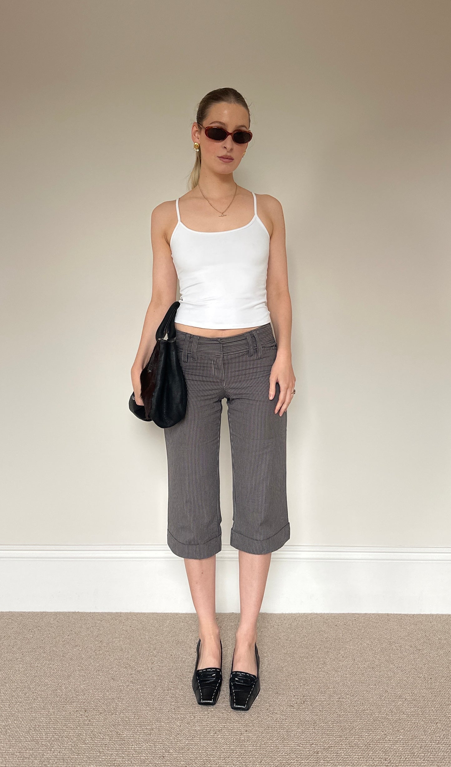 Vintage pinstripe capri trousers