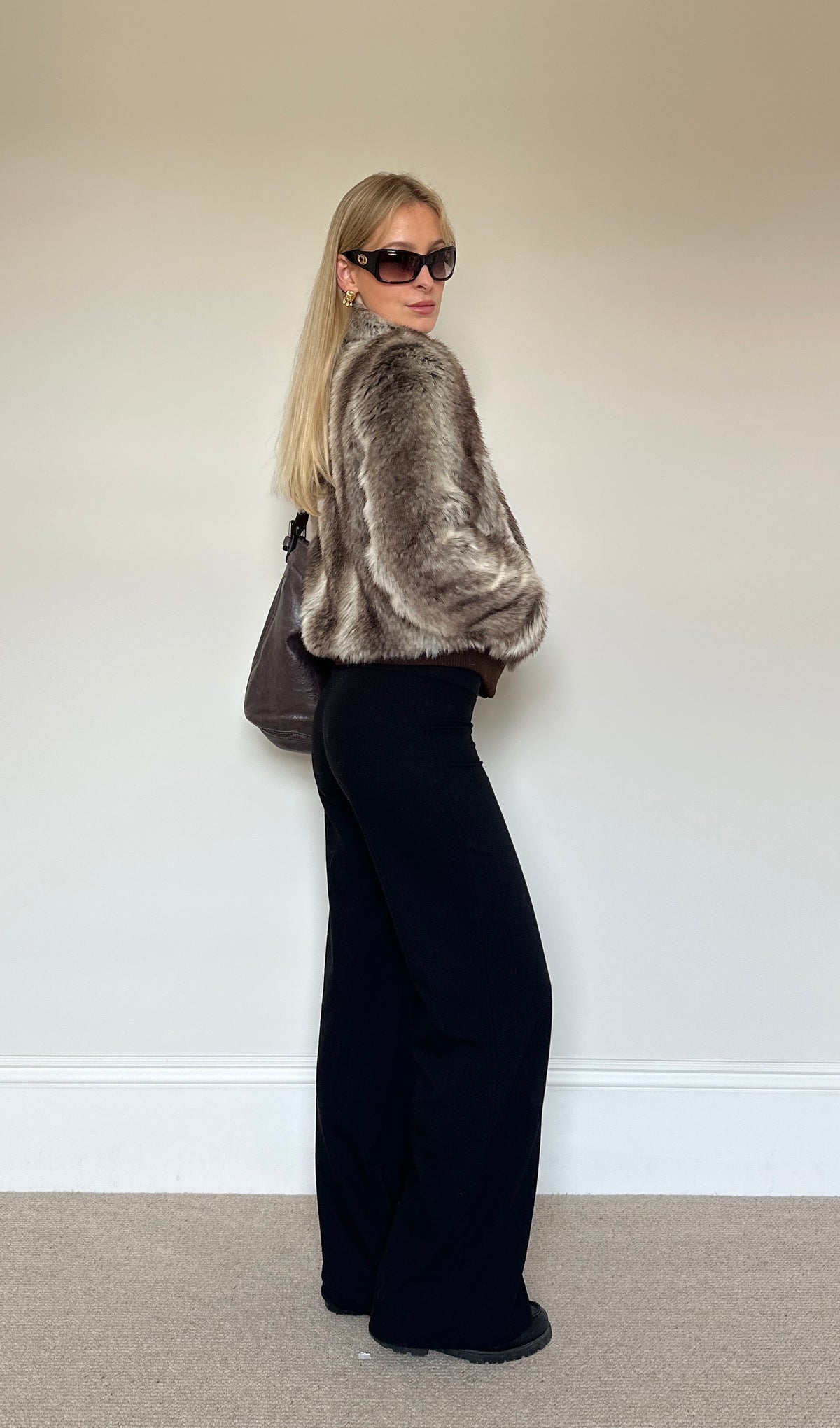 Vintage faux fur bomber jacket