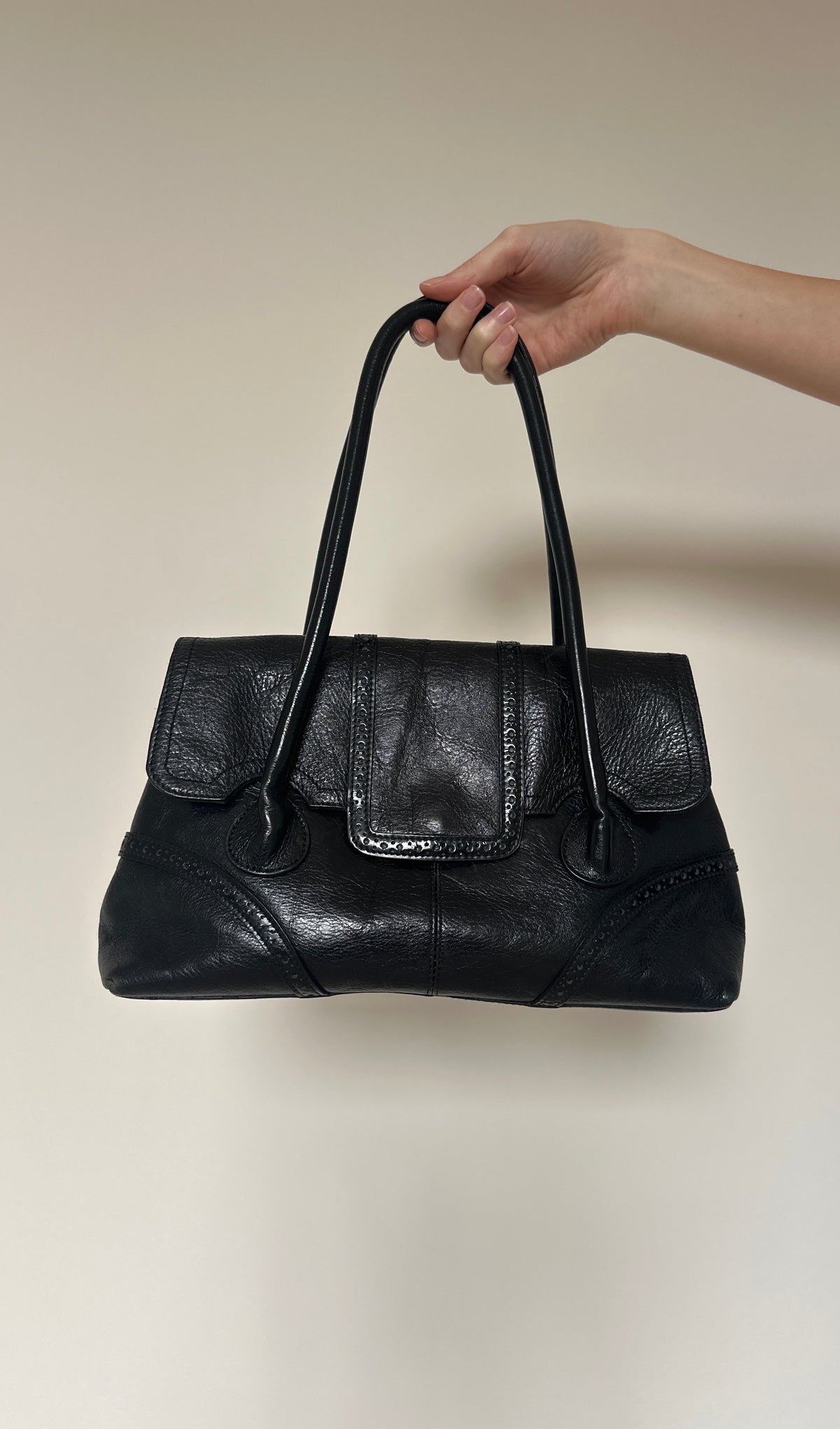 Vintage leather brogue bag