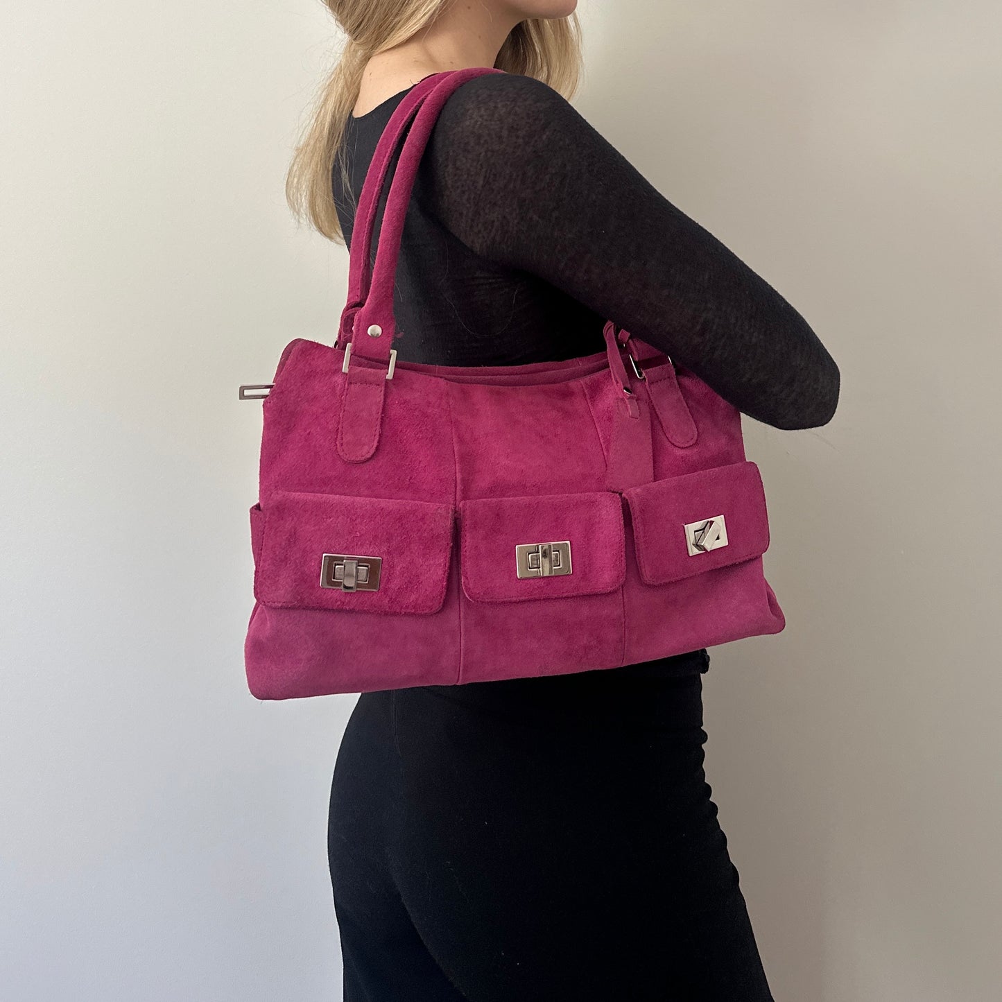 Vintage pink suede bag