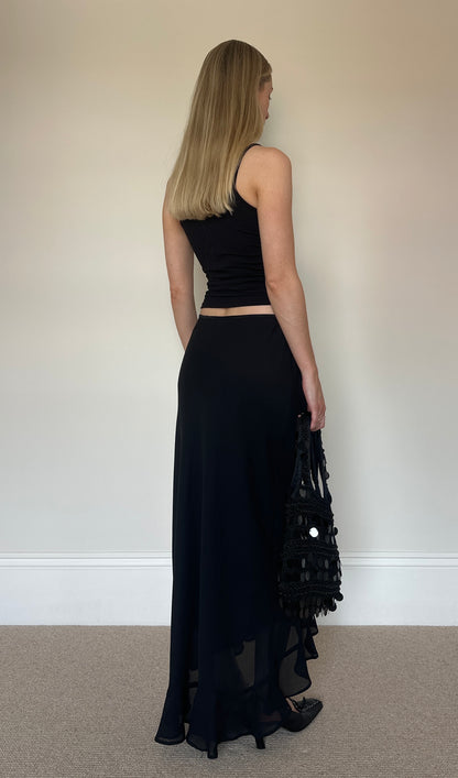 Vintage black floaty maxi skirt