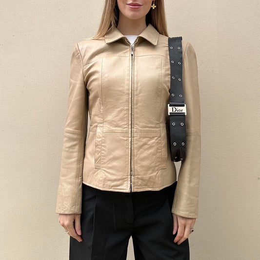 Vintage 00s cream leather jacket