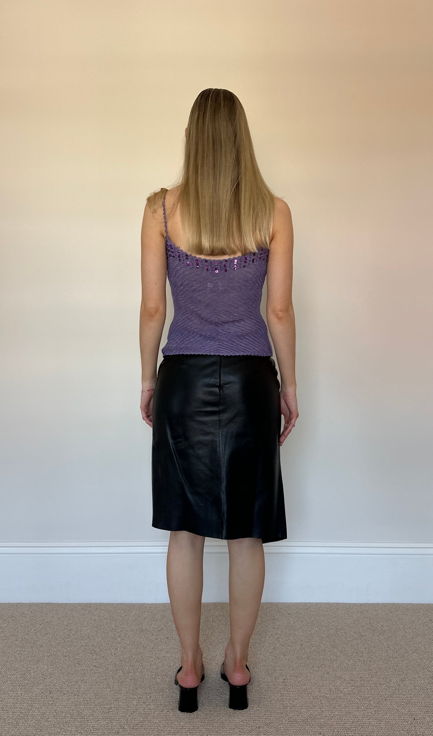 Vintage purple crochet sequin top