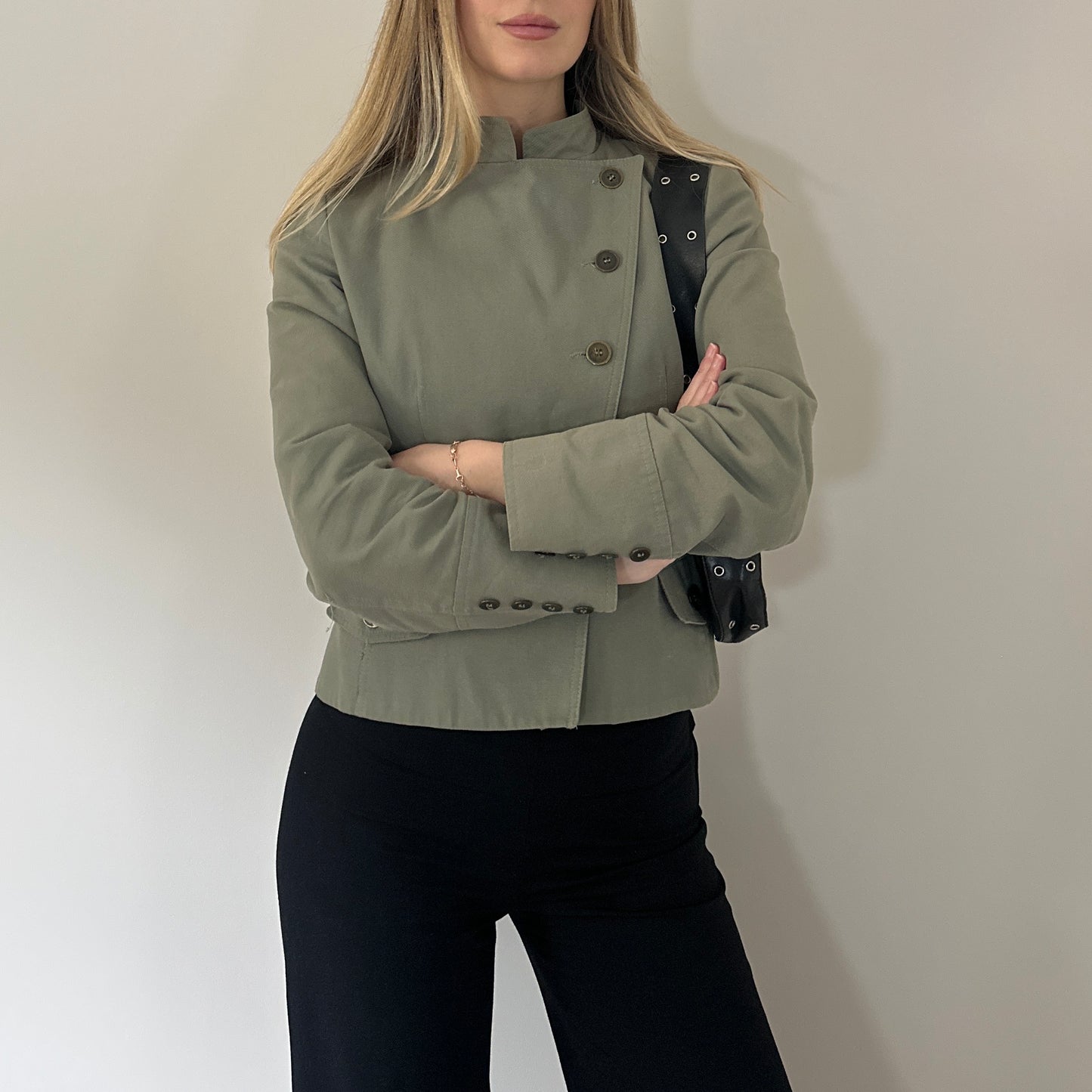 Vintage khaki asymmetric jacket