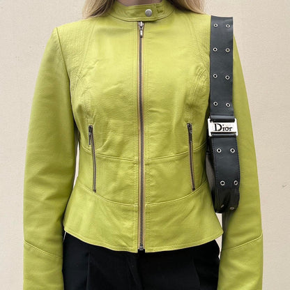 Vintage pistachio leather jacket